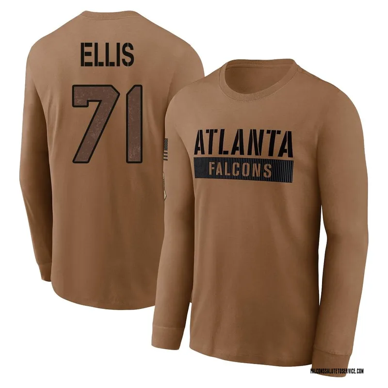 Youth Justin Ellis Atlanta Falcons Brown 2023 Salute To Service Long Sleeve T-Shirt