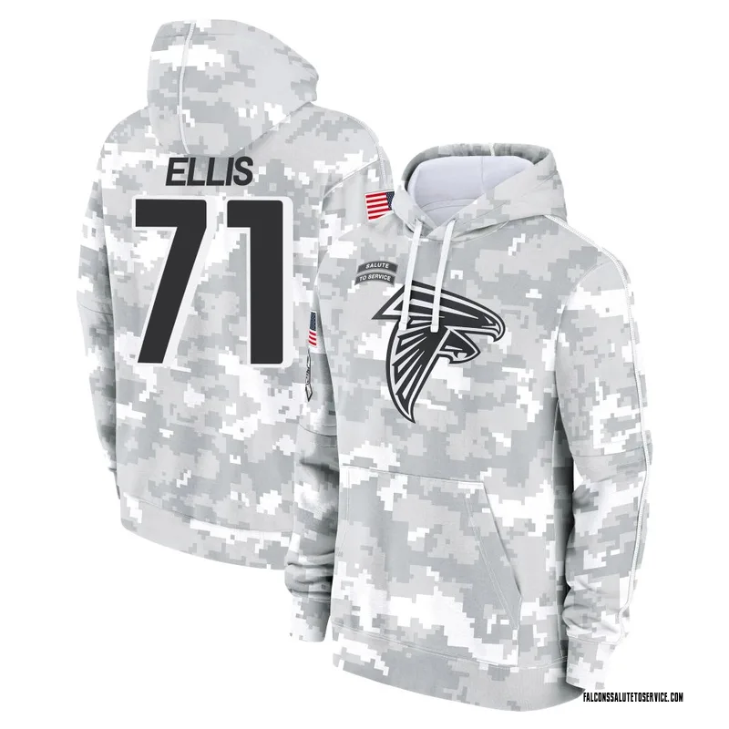 Youth Justin Ellis Atlanta Falcons Camo Arctic 2024 Salute to Service Club Fleece Pullover Hoodie