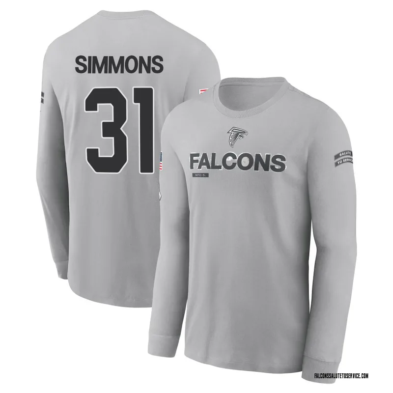 Youth Justin Simmons Atlanta Falcons Gray 2024 Salute to Service Long Sleeve T-Shirt