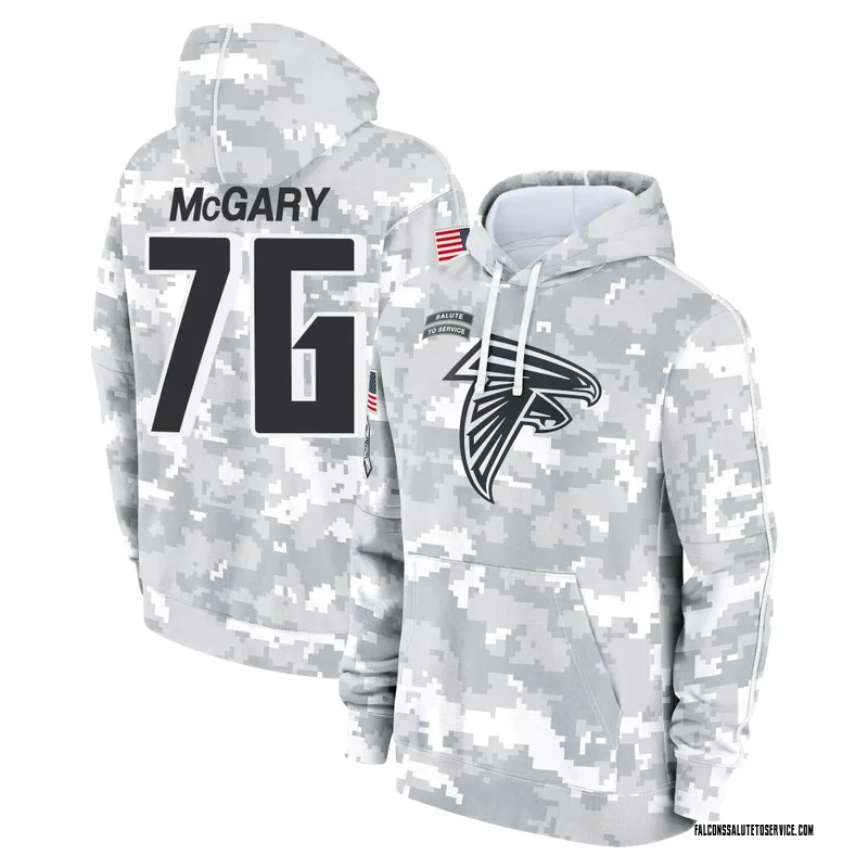 Youth Kaleb McGary Atlanta Falcons Camo Arctic 2024 Salute to Service Club Fleece Pullover Hoodie