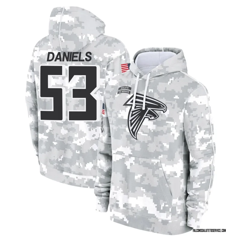 Youth Kendal Daniels Atlanta Falcons Camo Arctic 2024 Salute to Service Club Fleece Pullover Hoodie