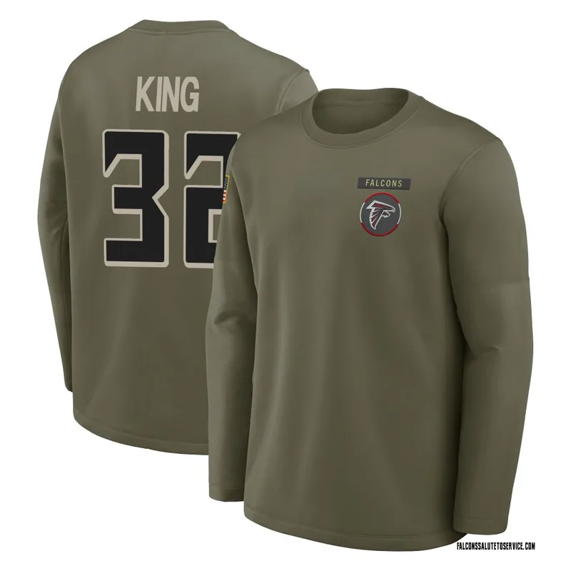 Youth Kevin King Atlanta Falcons Olive 2025 Salute to Service Sideline Coaches Long Sleeve T-Shirt