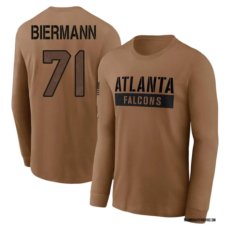 Youth Kroy Biermann Atlanta Falcons Brown 2023 Salute To Service Long Sleeve T-Shirt