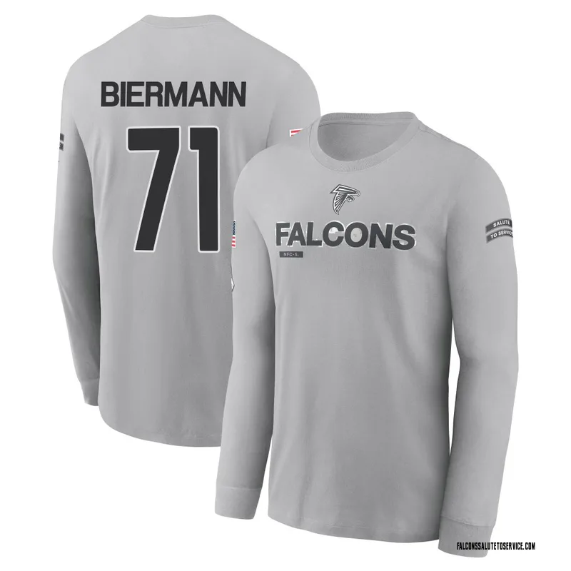 Youth Kroy Biermann Atlanta Falcons Gray 2024 Salute to Service Long Sleeve T-Shirt