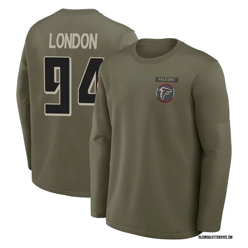 Youth LaCale London Atlanta Falcons Olive 2025 Salute to Service Sideline Coaches Long Sleeve T-Shirt