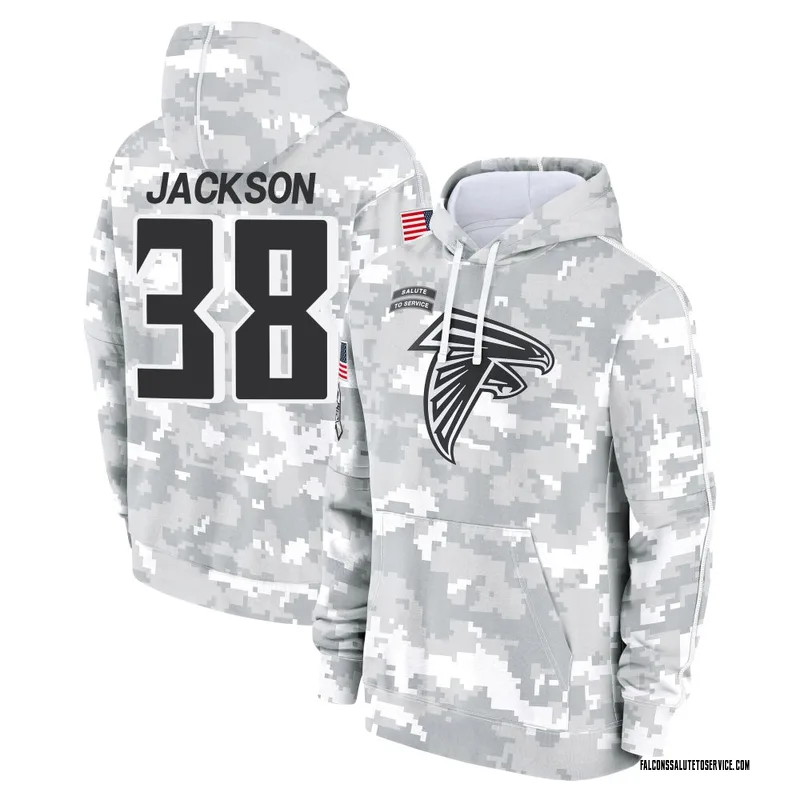 Youth Lamar Jackson Atlanta Falcons Camo Arctic 2024 Salute to Service Club Fleece Pullover Hoodie