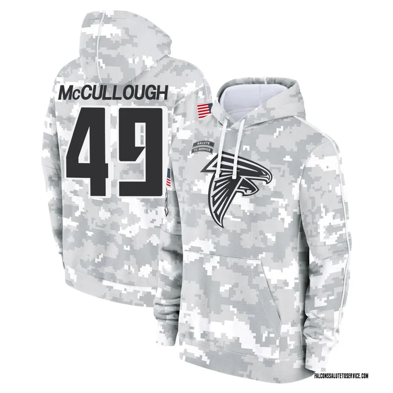 Youth Liam McCullough Atlanta Falcons Camo Arctic 2024 Salute to Service Club Fleece Pullover Hoodie
