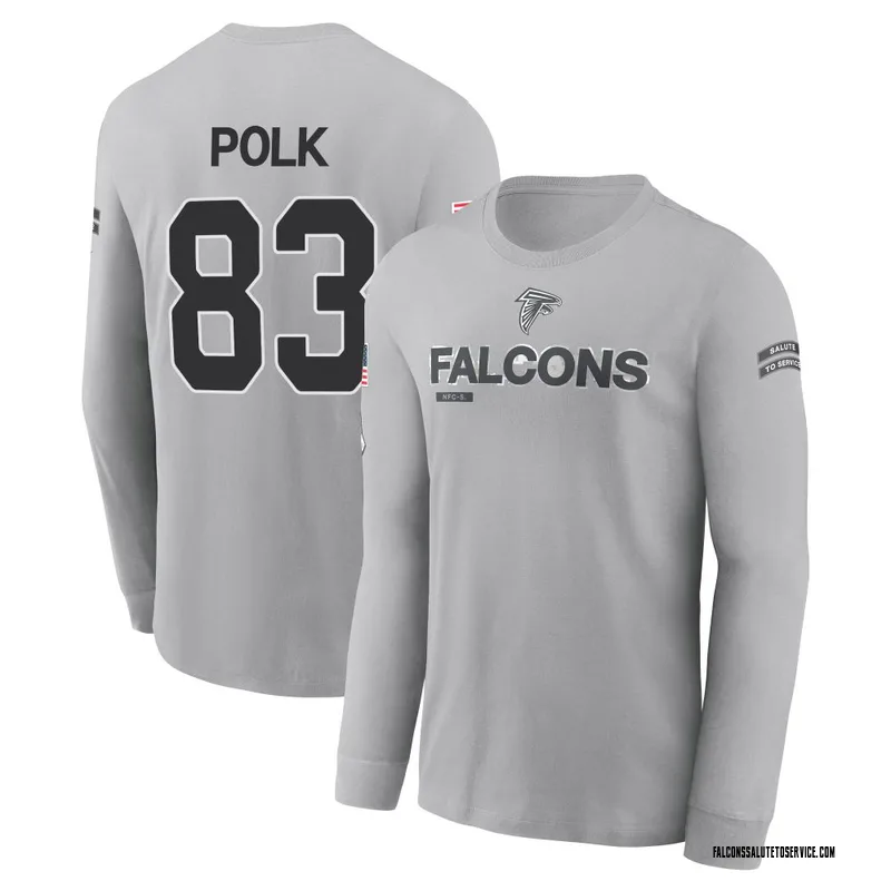 Youth Makai Polk Atlanta Falcons Gray 2024 Salute to Service Long Sleeve T-Shirt