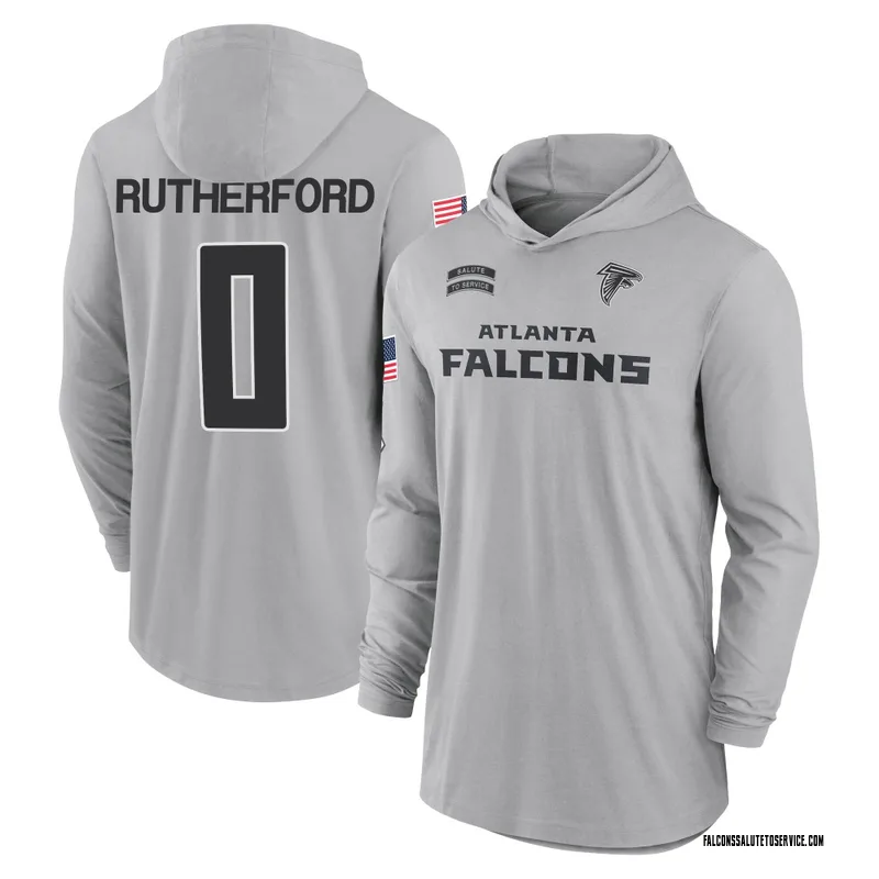 Youth Malik Rutherford Atlanta Falcons Gray 2024 Salute to Service Lightweight Performance Long Sleeve Hooded T-Shirt