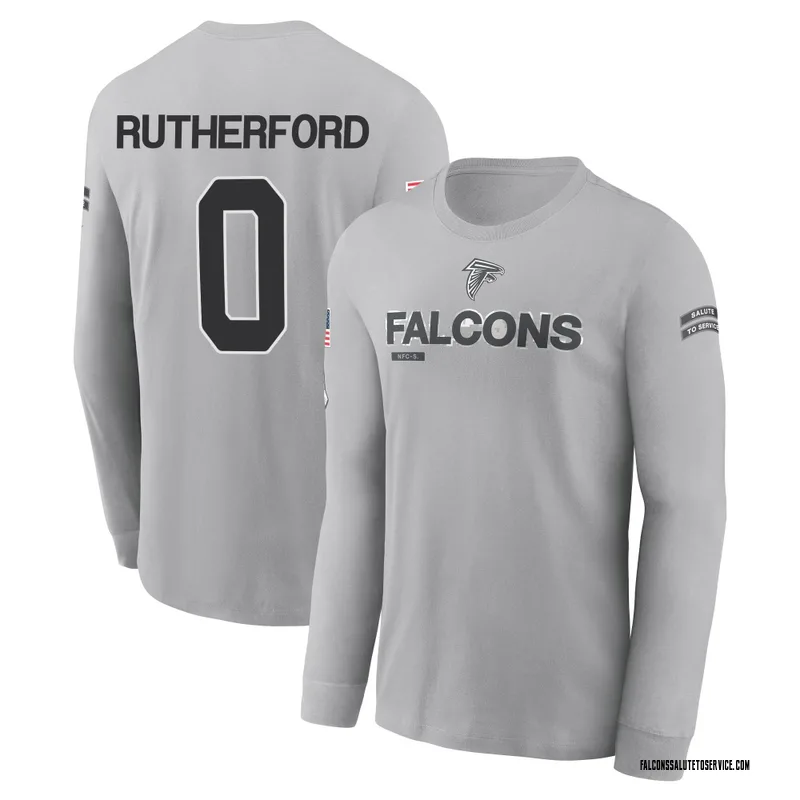 Youth Malik Rutherford Atlanta Falcons Gray 2024 Salute to Service Long Sleeve T-Shirt