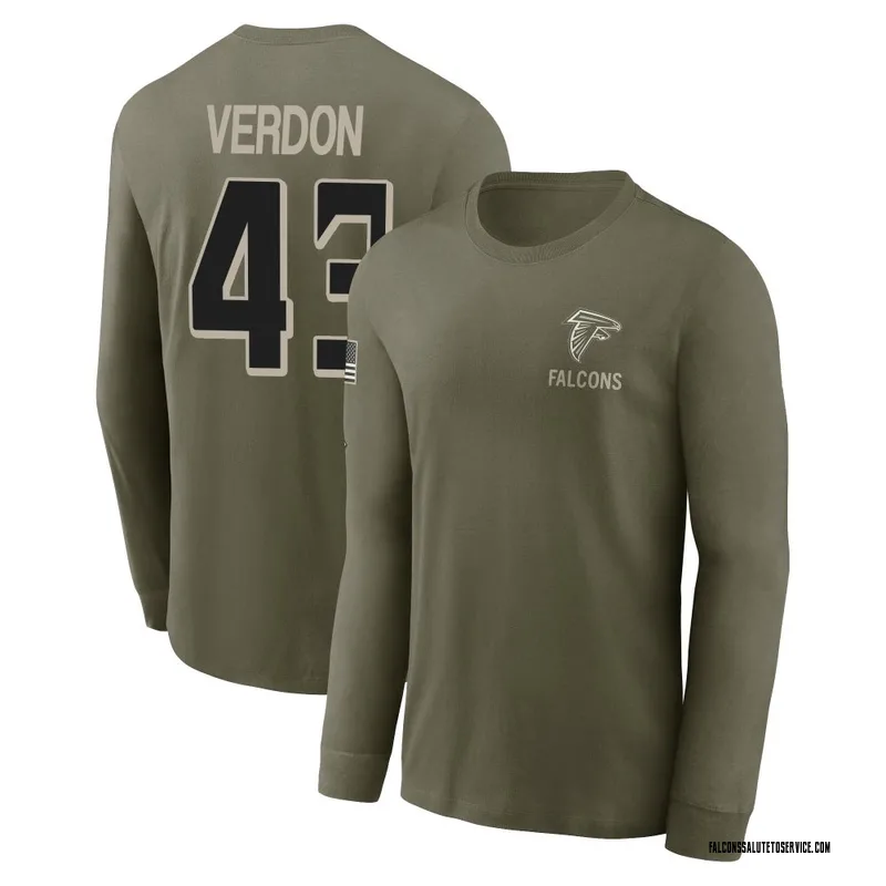 Youth Malik Verdon Atlanta Falcons Olive 2025 Salute to Service Sideline Long Sleeve T-Shirt