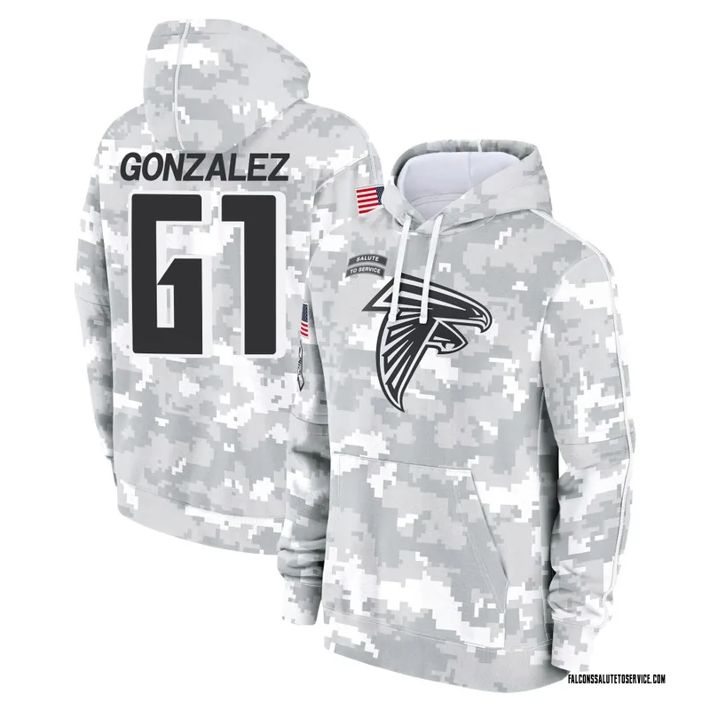 Youth Michael Gonzalez Atlanta Falcons Camo Arctic 2024 Salute to Service Club Fleece Pullover Hoodie