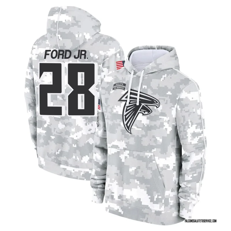 Youth Mike Ford Jr. Atlanta Falcons Camo Arctic 2024 Salute to Service Club Fleece Pullover Hoodie