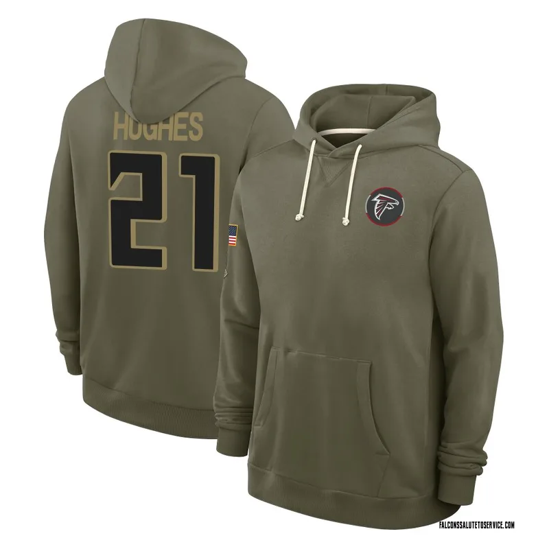 Youth Mike Hughes Atlanta Falcons Olive 2025 Salute to Service Hoodie