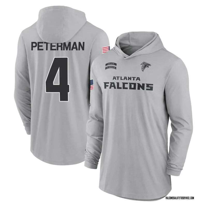 Youth Nathan Peterman Atlanta Falcons Gray 2024 Salute to Service Lightweight Performance Long Sleeve Hooded T-Shirt