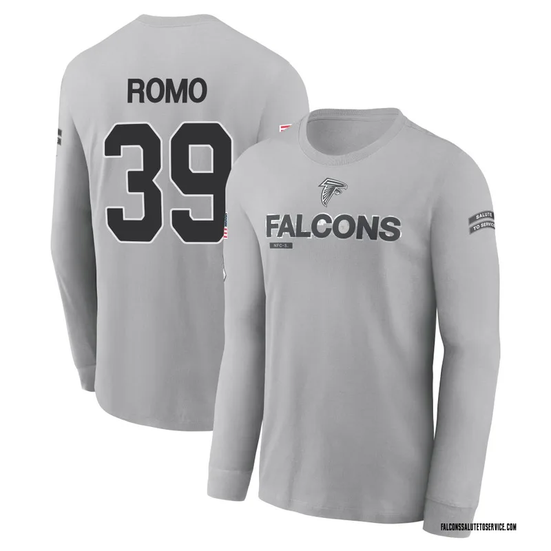 Youth Parker Romo Atlanta Falcons Gray 2024 Salute to Service Long Sleeve T-Shirt