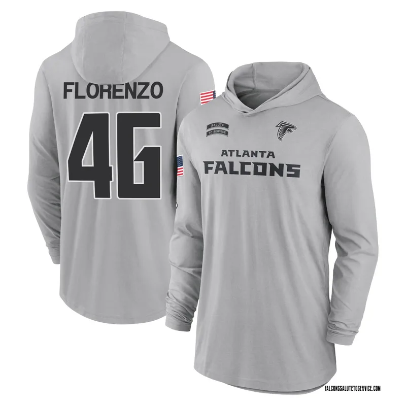 Youth Philip Florenzo Atlanta Falcons Gray 2024 Salute to Service Lightweight Performance Long Sleeve Hooded T-Shirt