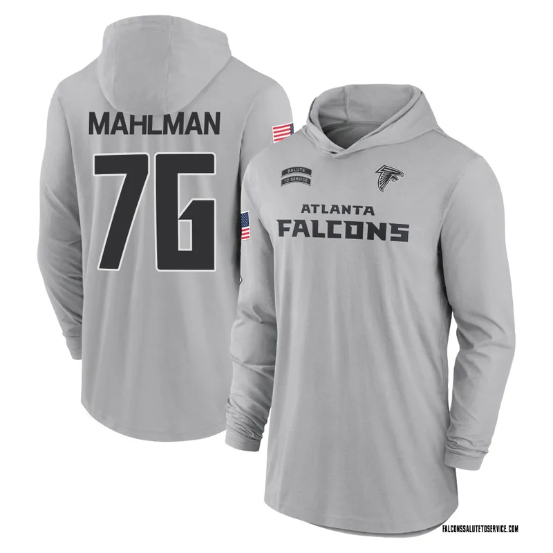Youth Riley Mahlman Atlanta Falcons Gray 2024 Salute to Service Lightweight Performance Long Sleeve Hooded T-Shirt