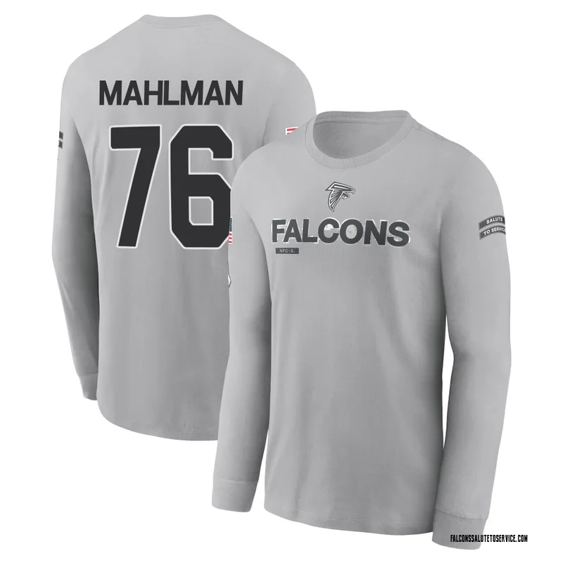 Youth Riley Mahlman Atlanta Falcons Gray 2024 Salute to Service Long Sleeve T-Shirt