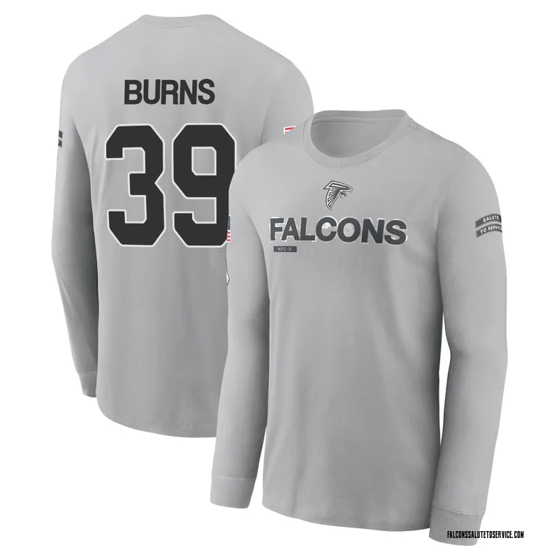 Youth Robert Burns Atlanta Falcons Gray 2024 Salute to Service Long Sleeve T-Shirt