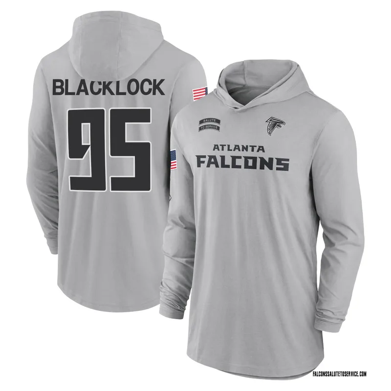 Youth Ross Blacklock Atlanta Falcons Gray 2024 Salute to Service Lightweight Performance Long Sleeve Hooded T-Shirt