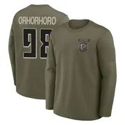 Youth Ruke Orhorhoro Atlanta Falcons Olive 2025 Salute to Service Sideline Coaches Long Sleeve T-Shirt