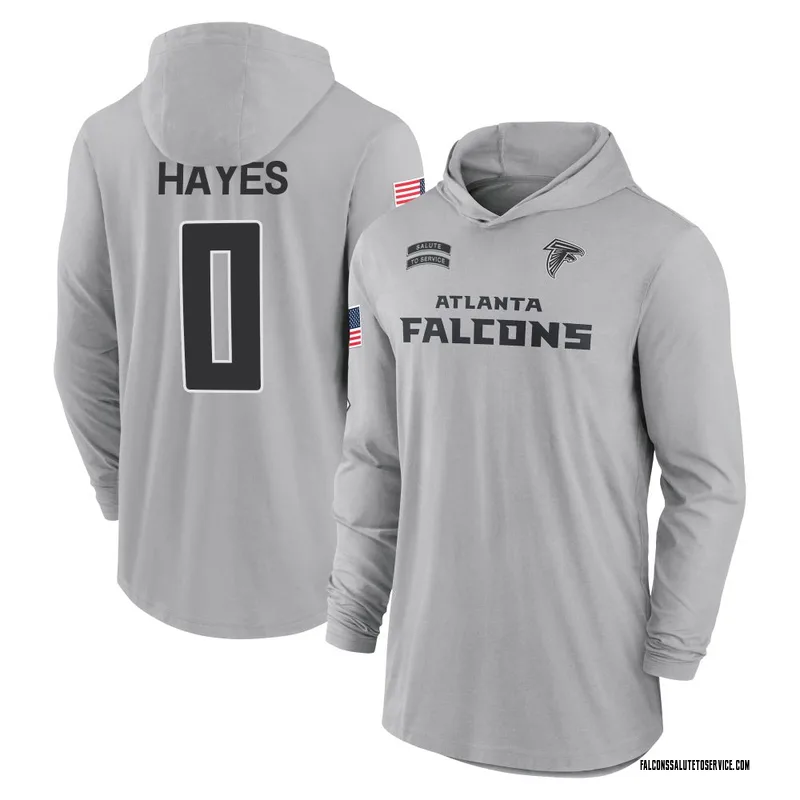 Youth Ryan Hayes Atlanta Falcons Gray 2024 Salute to Service Lightweight Performance Long Sleeve Hooded T-Shirt