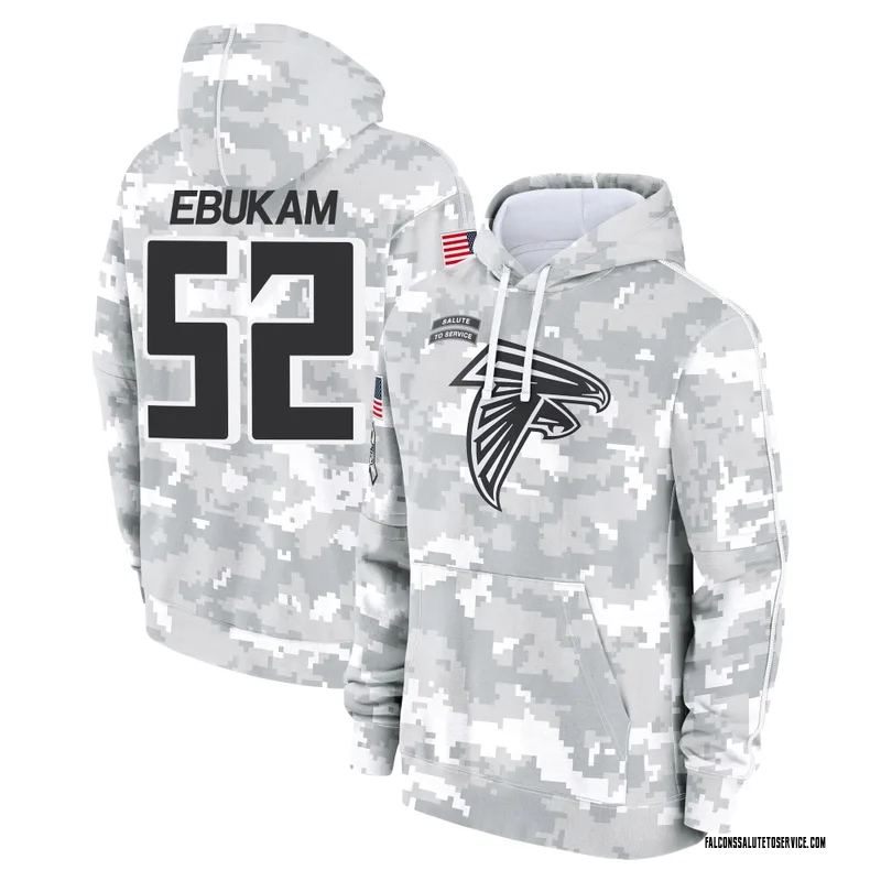 Youth Samson Ebukam Atlanta Falcons Camo Arctic 2024 Salute to Service Club Fleece Pullover Hoodie