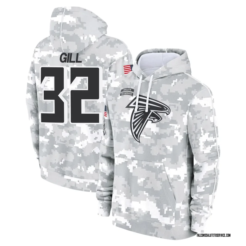 Youth Trenton Gill Atlanta Falcons Camo Arctic 2024 Salute to Service Club Fleece Pullover Hoodie