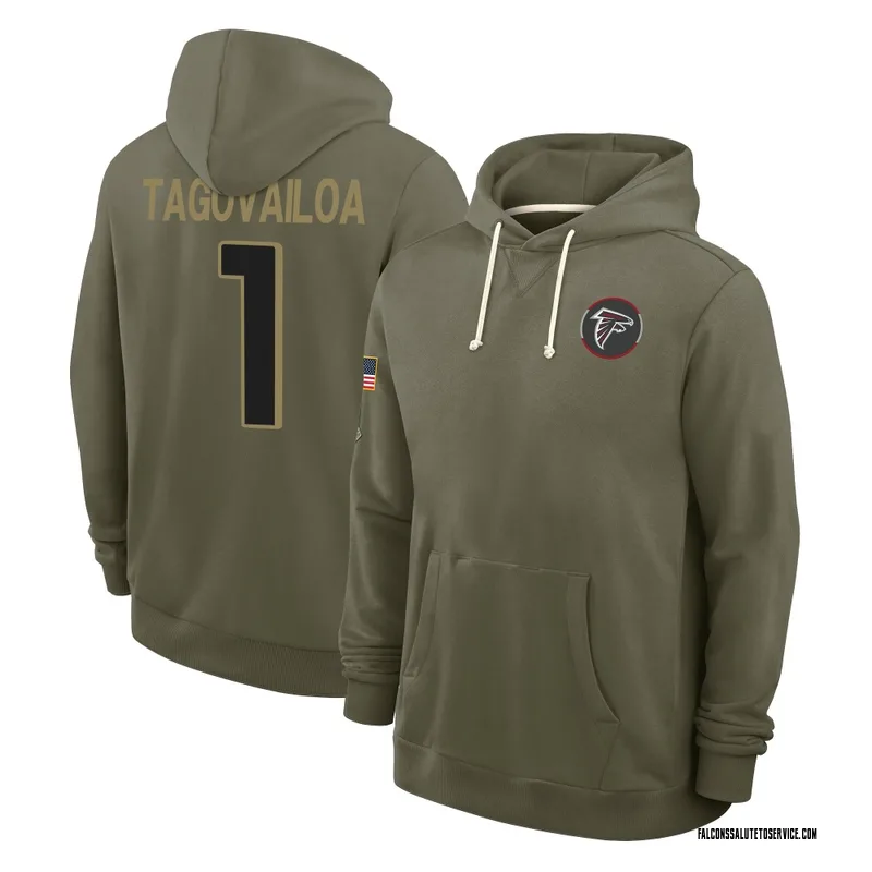 Youth Tua Tagovailoa Atlanta Falcons Olive 2025 Salute to Service Hoodie
