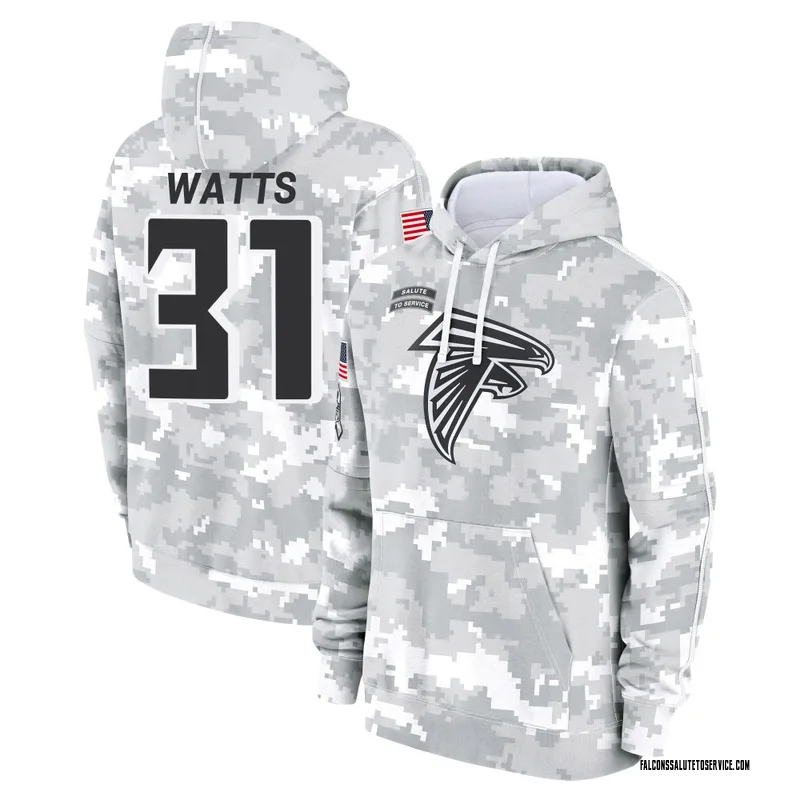Youth Xavier Watts Atlanta Falcons Camo Arctic 2024 Salute to Service Club Fleece Pullover Hoodie